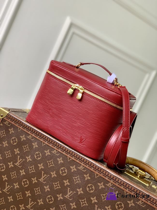 Fortok Louis Vuitton Nice Nano Cosmetic Bag Rouge Red Epi leather 24 x 14 x 17cm  - 1