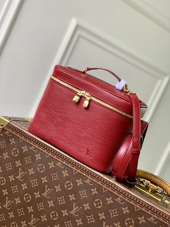 Fortok Louis Vuitton Nice Nano Cosmetic Bag Rouge Red Epi leather 24 x 14 x 17cm 