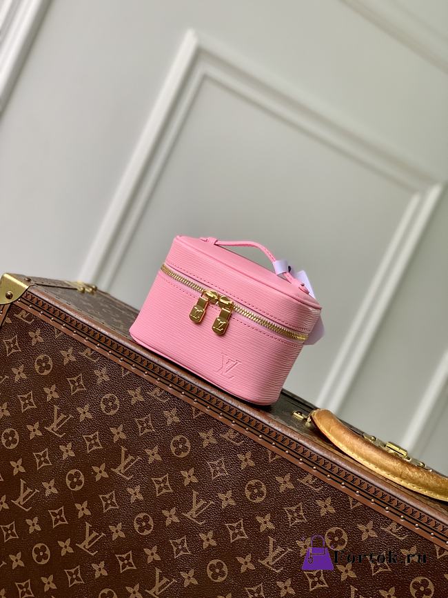 Fortok Louis Vuitton Micro Nice Nano Cosmetic Bag Pink Epi leather 14x8.5x10.2cm - 1