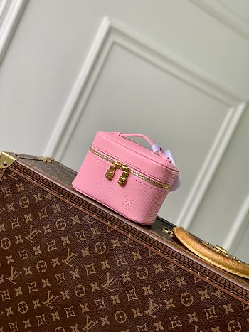 Fortok Louis Vuitton Micro Nice Nano Cosmetic Bag Pink Epi leather 14x8.5x10.2cm