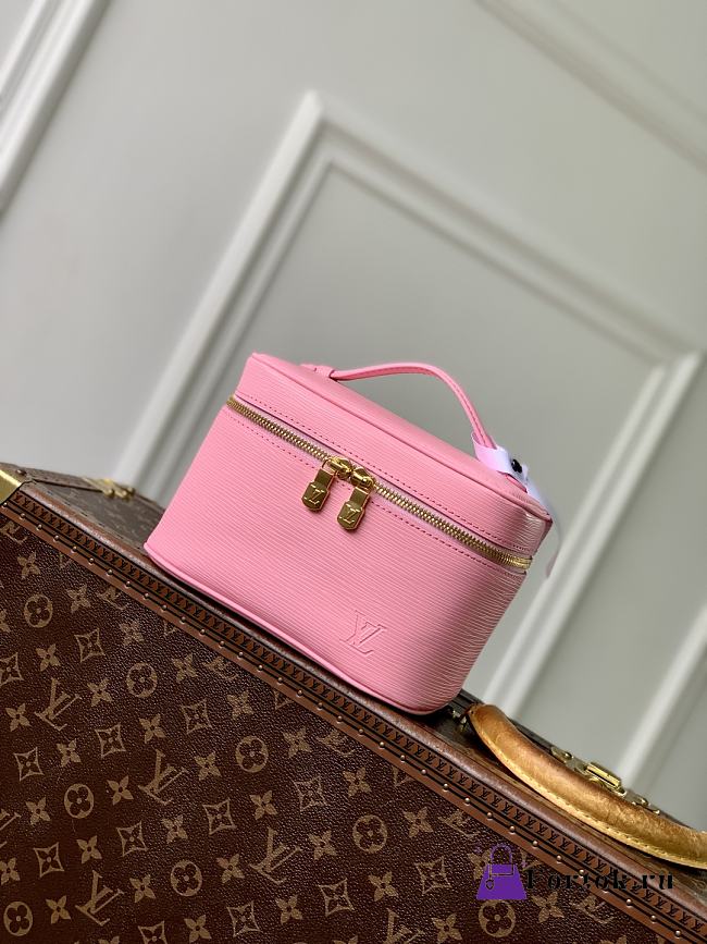Fortok Louis Vuitton Mini Nice Nano Cosmetic Bag Pink Epi leather 13.5 x 12 x 20cm  - 1