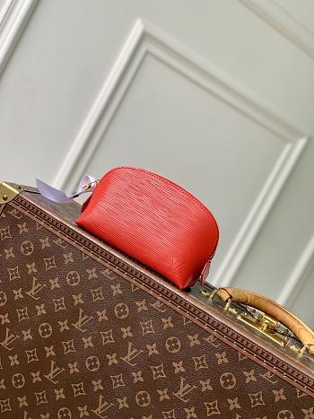 Fortok Louis Vuitton Cosmetic Pouch Coquelicot Red Epi leather 12 x 6 x 19cm