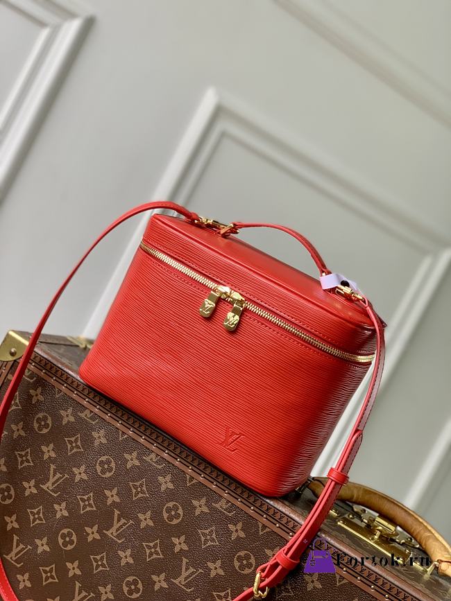 Fortok Louis Vuitton Nice Nano Cosmetic Bag Coquelicot Red Epi leather 24 x 14 x 17cm  - 1