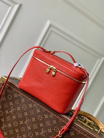 Fortok Louis Vuitton Nice Nano Cosmetic Bag Coquelicot Red Epi leather 24 x 14 x 17cm 