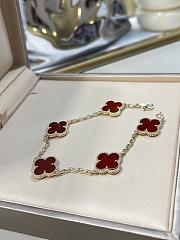 Fortok Van Cleef & Arpels Vintage Alhambra bracelet with five red clover motifs - 1
