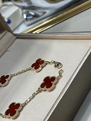 Fortok Van Cleef & Arpels Vintage Alhambra bracelet with five red clover motifs - 6