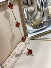 Fortok Van Cleef & Arpels Vintage Alhambra bracelet with five red clover motifs - 4