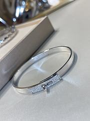 Fortok Hermès Kelly Diamond 18k Silver Bangle Bracelet - 1