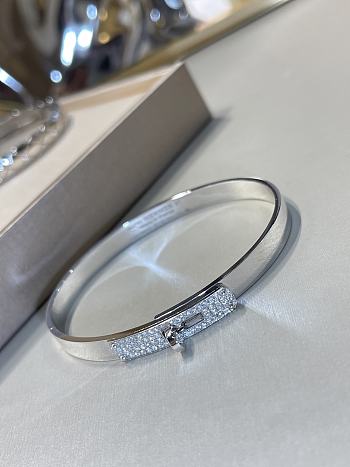 Fortok Hermès Kelly Diamond 18k Silver Bangle Bracelet