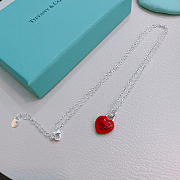 Fortok Tiffany & Co. Return to Tiffany Heart Tag Toggle Necklace in silver with a red heart tag  - 1