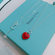 Fortok Tiffany & Co. Return to Tiffany Heart Tag Toggle Necklace in silver with a red heart tag  - 4