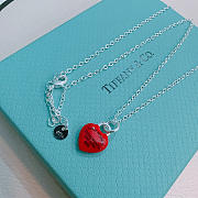 Fortok Tiffany & Co. Return to Tiffany Heart Tag Toggle Necklace in silver with a red heart tag  - 2