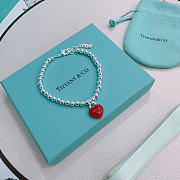 Fortok Tiffany & Co. Return to Tiffany Heart Tag Toggle Bracelet in silver with a red heart tag  - 6