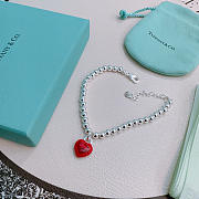 Fortok Tiffany & Co. Return to Tiffany Heart Tag Toggle Bracelet in silver with a red heart tag  - 5