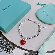 Fortok Tiffany & Co. Return to Tiffany Heart Tag Toggle Bracelet in silver with a red heart tag  - 3