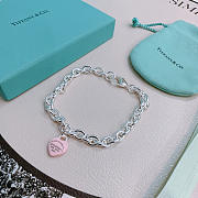 Fortok Tiffany & Co. Return to Tiffany Heart Tag Toggle Necklace in silver with a Pink heart tag  - 6
