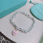 Fortok Tiffany & Co. Return to Tiffany Heart Tag Toggle Necklace in silver with a Pink heart tag  - 5