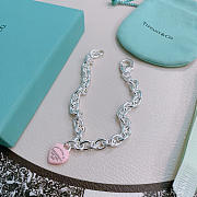 Fortok Tiffany & Co. Return to Tiffany Heart Tag Toggle Necklace in silver with a Pink heart tag  - 4