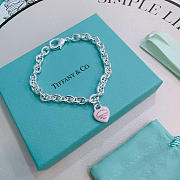 Fortok Tiffany & Co. Return to Tiffany Heart Tag Toggle Necklace in silver with a Pink heart tag  - 3