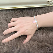 Fortok Tiffany & Co. Return to Tiffany Heart Tag Toggle Necklace in silver with a Pink heart tag  - 2