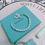Fortok Tiffany & Co. sterling silver bracelet with freshwater cultured pearls and a toggle clasp - 1