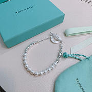 Fortok Tiffany & Co. sterling silver bracelet with freshwater cultured pearls and a toggle clasp - 4