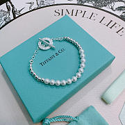 Fortok Tiffany & Co. sterling silver bracelet with freshwater cultured pearls and a toggle clasp - 3