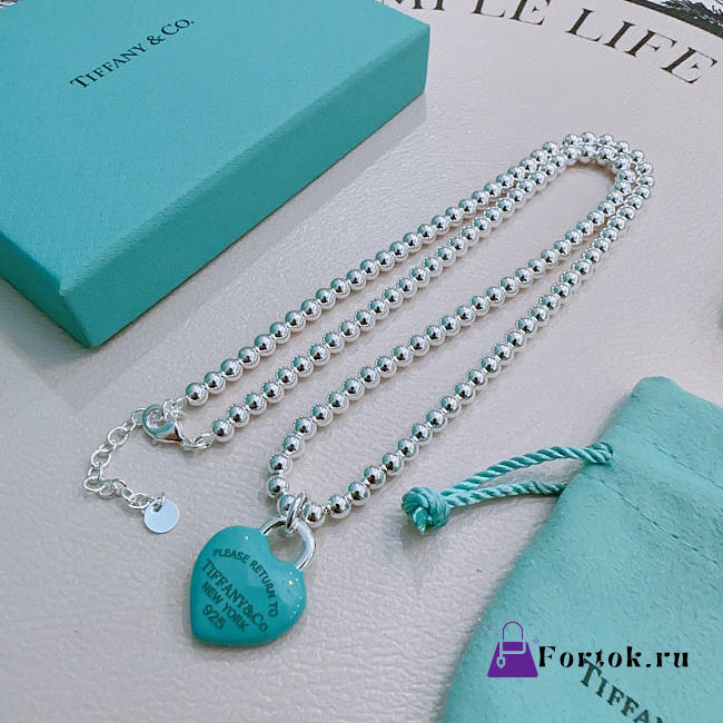 Fortok Tiffany & Co. Return to Tiffany Heart Tag Toggle Necklace in silver with a Blue heart tag - 1