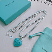 Fortok Tiffany & Co. Return to Tiffany Heart Tag Toggle Necklace in silver with a Blue heart tag - 1