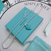 Fortok Tiffany & Co. Return to Tiffany Heart Tag Toggle Necklace in silver with a Blue heart tag - 6