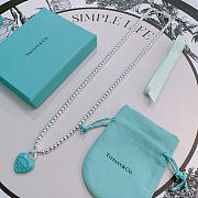 Fortok Tiffany & Co. Return to Tiffany Heart Tag Toggle Necklace in silver with a Blue heart tag - 4