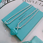 Fortok Tiffany & Co. Return to Tiffany Heart Tag Toggle Necklace in silver with a Blue heart tag - 3