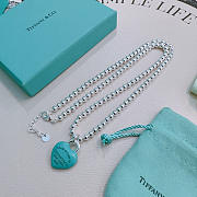 Fortok Tiffany & Co. Return to Tiffany Heart Tag Toggle Necklace in silver with a Blue heart tag - 2