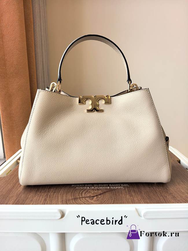 Fortok Tory Burch Eleanor pebbled satchel neutral color 21 x 32 x 12.8cm - 1