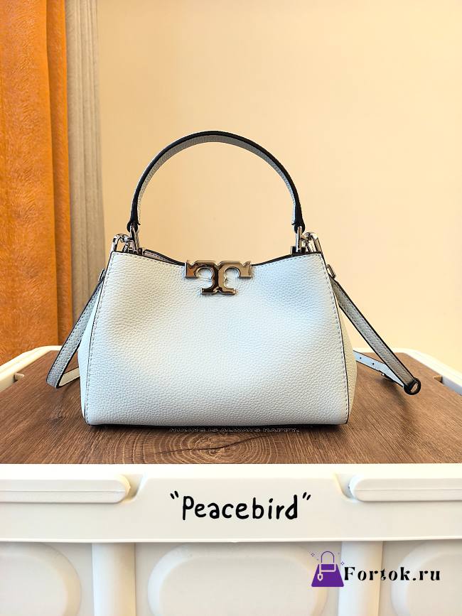 Fortok Tory Burch Eleanor pebbled mini satchel White 14 x 21 x 8cm - 1