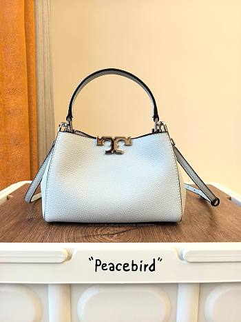 Fortok Tory Burch Eleanor pebbled mini satchel White 14 x 21 x 8cm