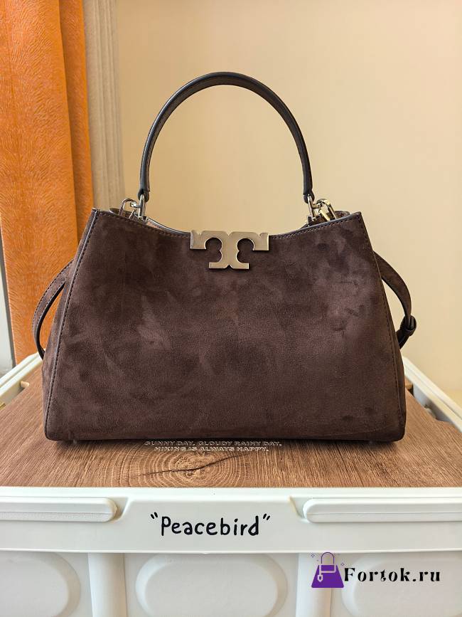 Fortok Tory Burch Eleanor Suede Dark Brown 21 x 32 x 12.8cm - 1