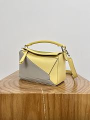 Fortok Loewe Puzzle bag gray and yellow color-block design 24～16.5～10.5CM - 6