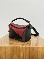 Fortok Loewe Puzzle bag Black and Red color-block design 24～16.5～10.5CM - 5