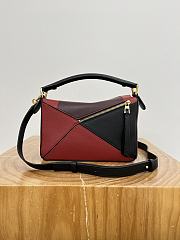 Fortok Loewe Puzzle bag Black and Red color-block design 24～16.5～10.5CM - 4