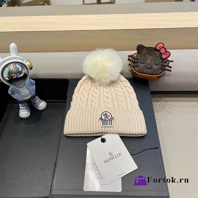 Fortok Moncler virgin wool pom-pom beanie Beige - 1