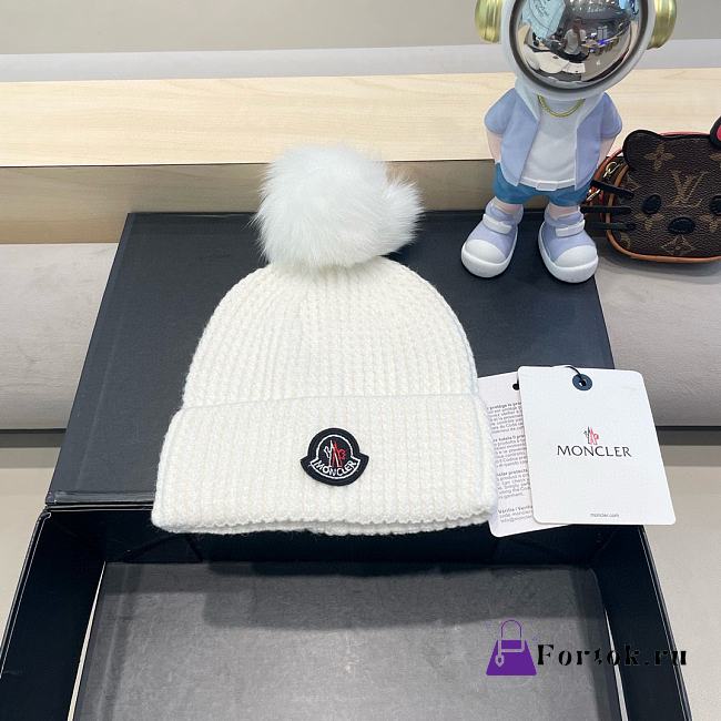 Fortok Moncler Pom Pom Beanie White - 1