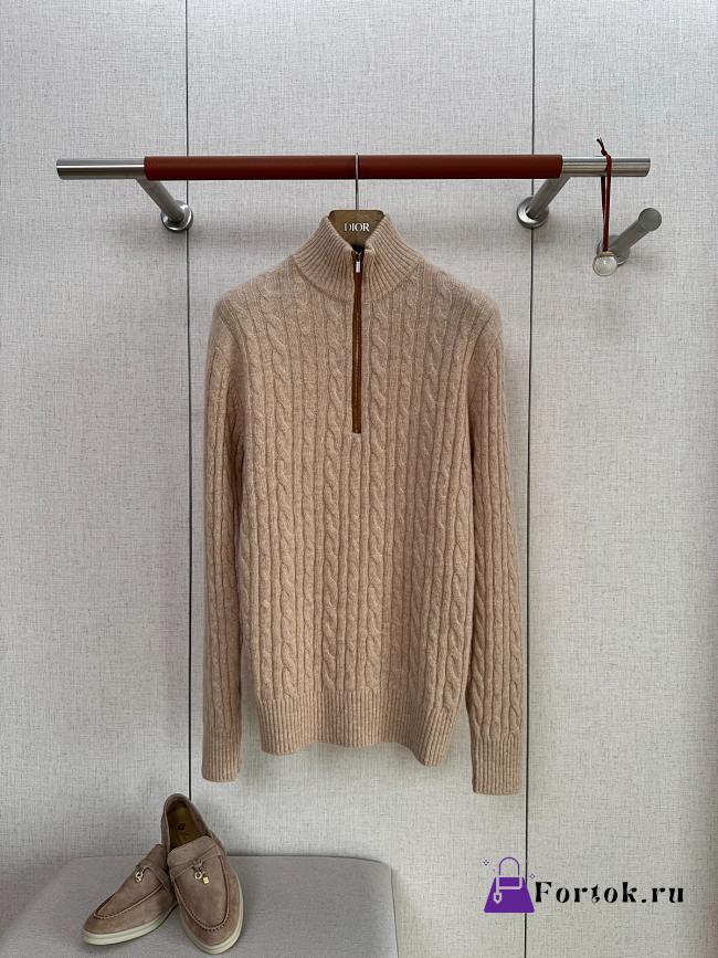 Fortok Loro Piana Cashmere Turtleneck Treccia Sweater Sweater Beige - 1