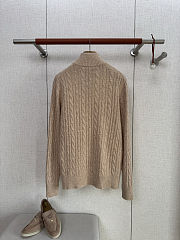 Fortok Loro Piana Cashmere Turtleneck Treccia Sweater Sweater Beige - 4