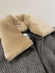 Fortok Miu Miu slate gray chevron blouson jacket with a shearling collar - 6