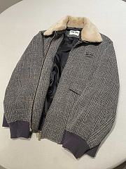 Fortok Miu Miu slate gray chevron blouson jacket with a shearling collar - 5