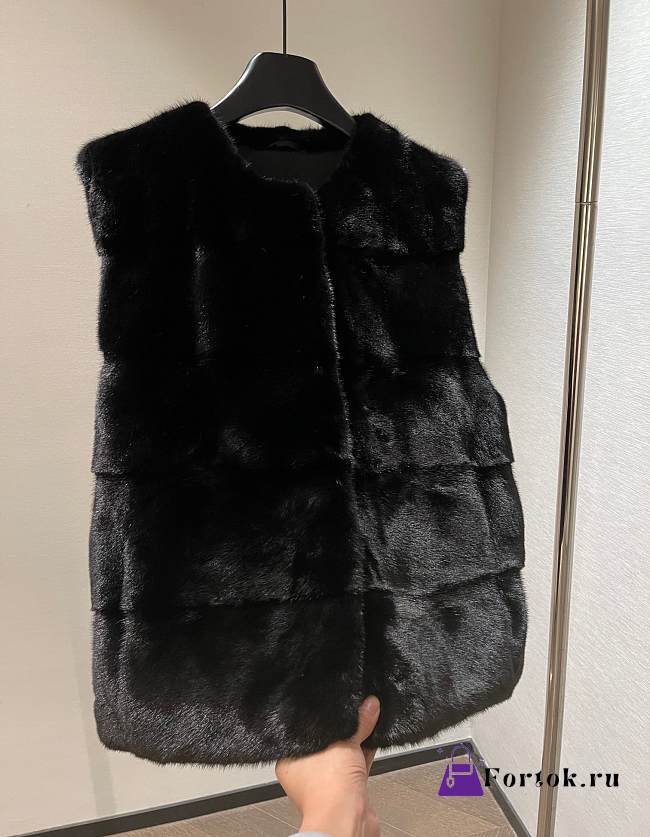 Fortok Fur Vest Jacket Black - 1