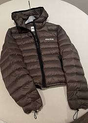 Fortok Miu Miu Light Pongee Down Hoodie Jacket Brown - 1