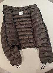 Fortok Miu Miu Light Pongee Down Hoodie Jacket Brown - 5