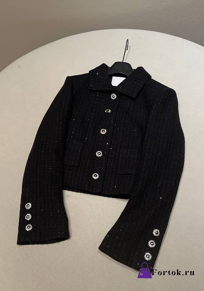 Fortok Chanel Fall-Winter 2025/26 glittered wool tweed jacket in black - 1